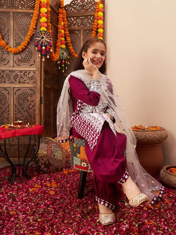 Wine_Kurta_And_Salwar_Set_for_Girls