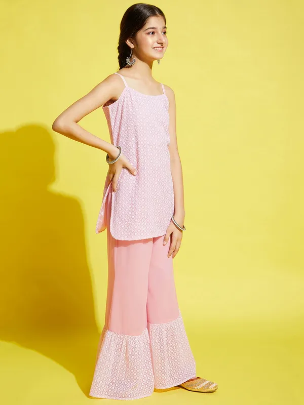 Pink_Kurta_And_Sharara_Set_for_Girls_|_Georgette_Embroide