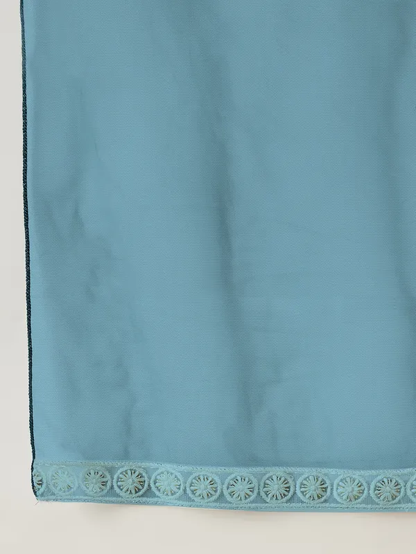 Teal_Kurta_And_Sharara_Set_for_Girls_|_Net_Embroide