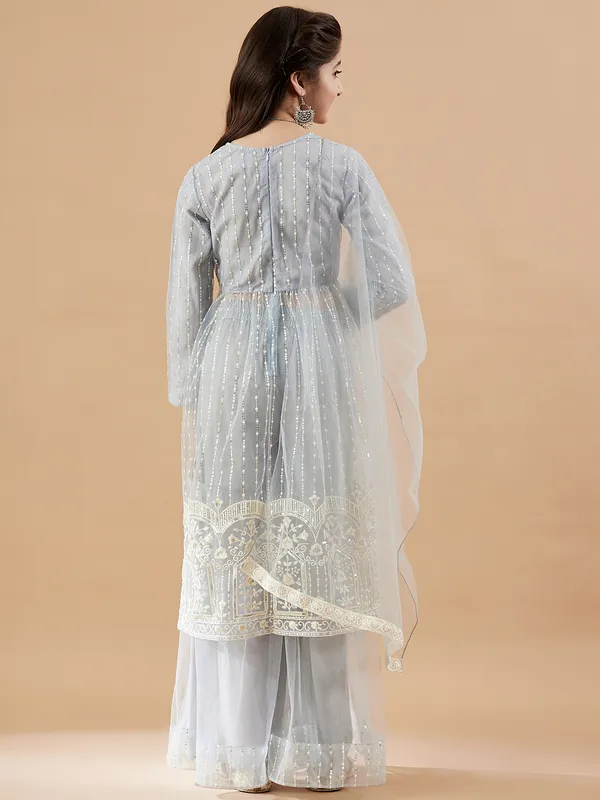 Blue_Kurta_And_Sharara_Set_for_Girls_|_Net_Embroide