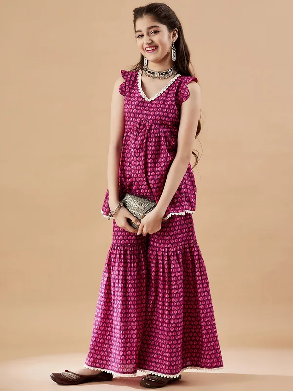 Magenta_Kurta_And_Sharara_Set_for_Girls_|