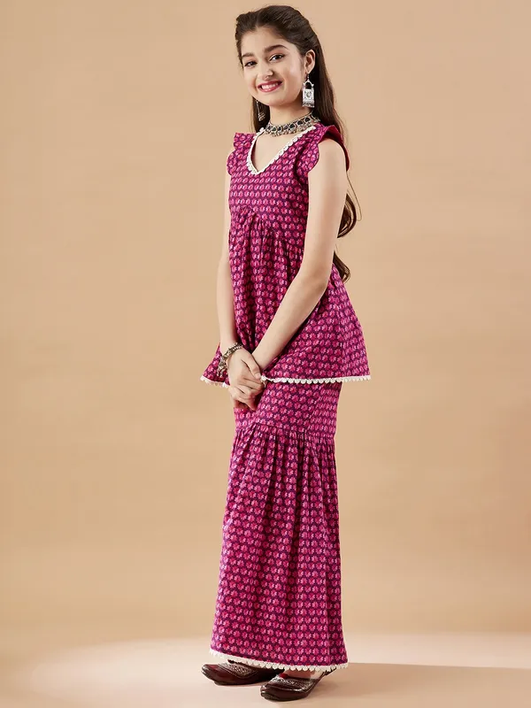 Magenta_Kurta_And_Sharara_Set_for_Girls_|