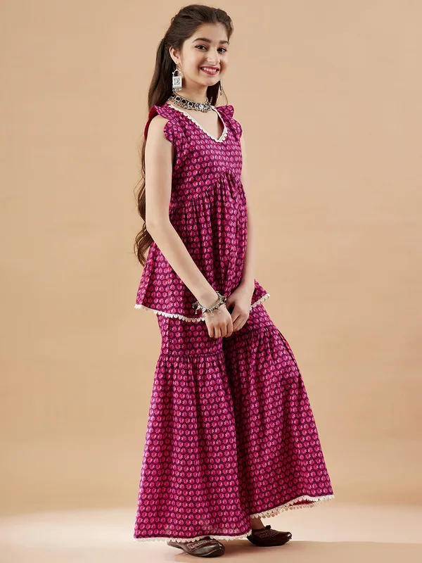 Magenta_Kurta_And_Sharara_Set_for_Girls_|