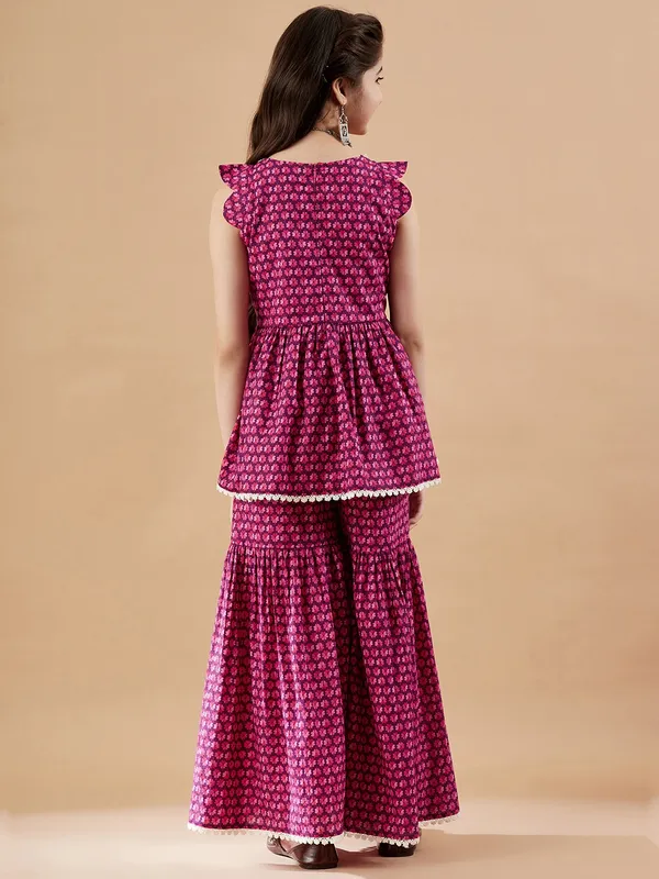 Magenta_Kurta_And_Sharara_Set_for_Girls_|