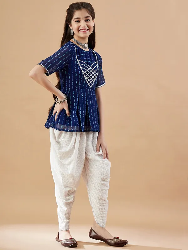Blue_Kurta_And_Dhoti_Set_for_Girls