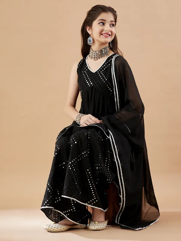 Black__Kurta_And_Sharara_Set_for_Girls_|_Georgette_Embroide
