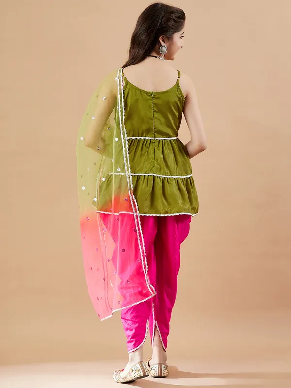 Green__Kurta_And_Dhoti_Set_for_Girls_|_Yoke_Design