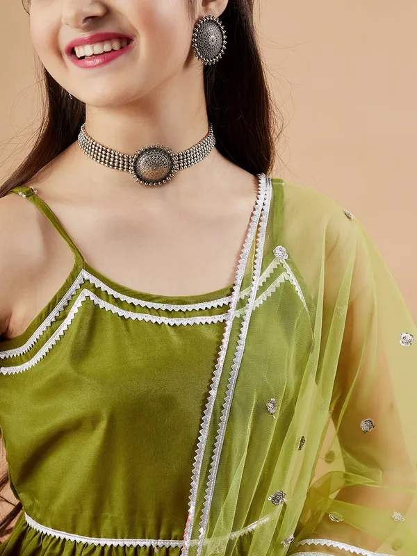 Green__Kurta_And_Dhoti_Set_for_Girls_|_Yoke_Design