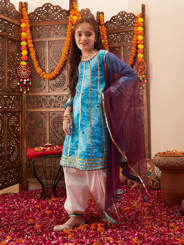 Blue_Kurta_And_Salwar_Set_for_Girls
