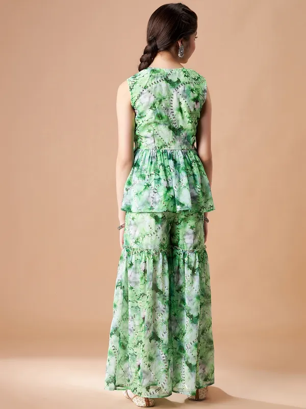 Green__Kurta_And_Sharara_Set_for_Girls_|_Georgette