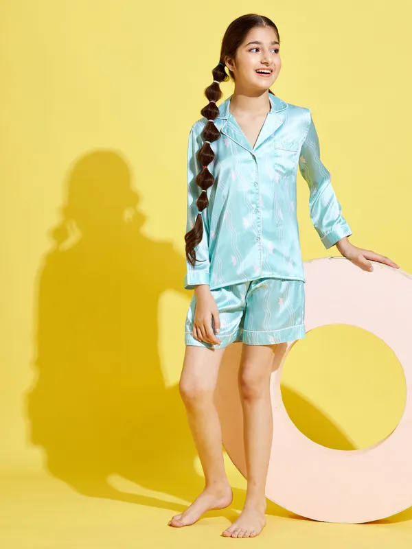 Turquoise_Blue_Night_Suit_for_Girls_|