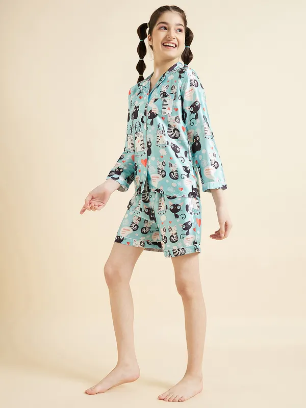 Turquoise_Blue_Night_Suit_for_Girls_|