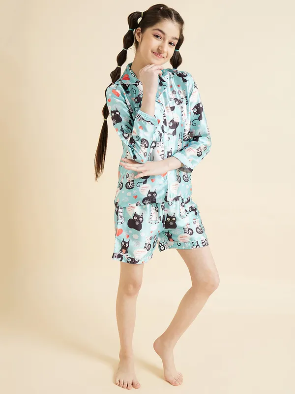 Turquoise_Blue_Night_Suit_for_Girls_|