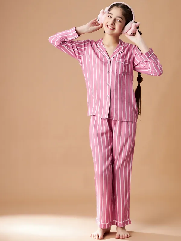 Pink_Night_Suit_for_Girls_|__Striped