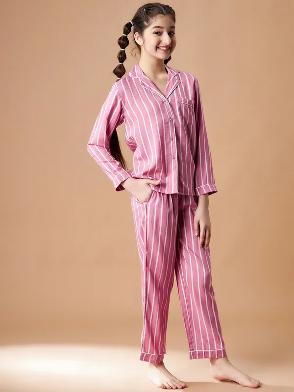Pink_Night_Suit_for_Girls_|__Striped