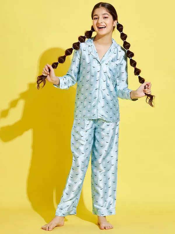 Turquoise_Blue_Night_Suit_for_Girls_|