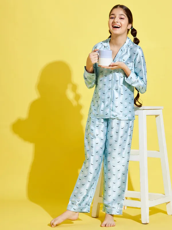 Turquoise_Blue_Night_Suit_for_Girls_|