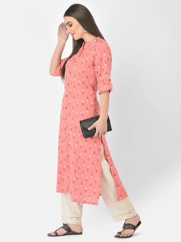 Peach_Cotton_Printed_A-line_Kurta