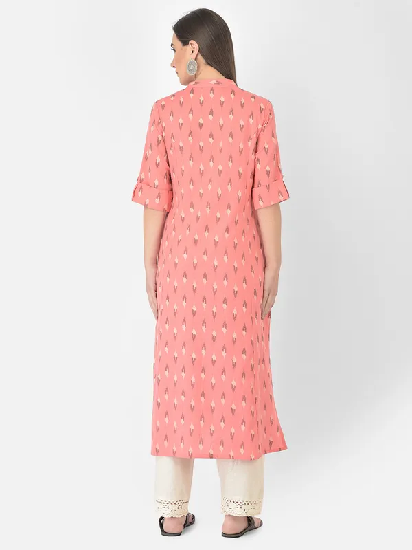 Peach_Cotton_Printed_A-line_Kurta
