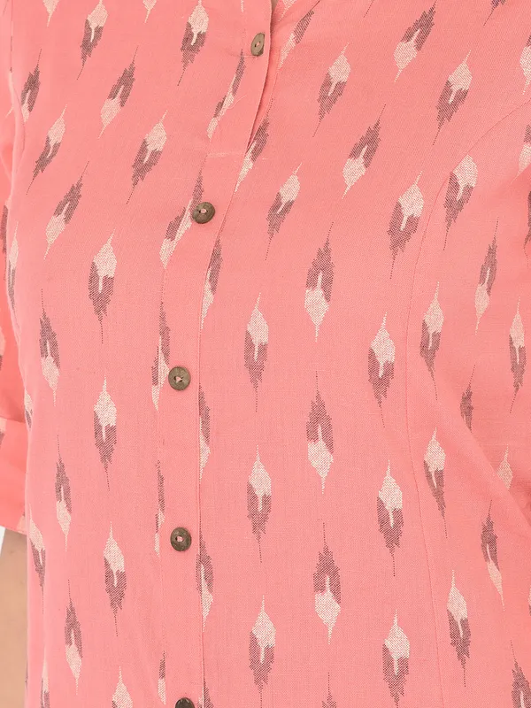 Peach_Cotton_Printed_A-line_Kurta