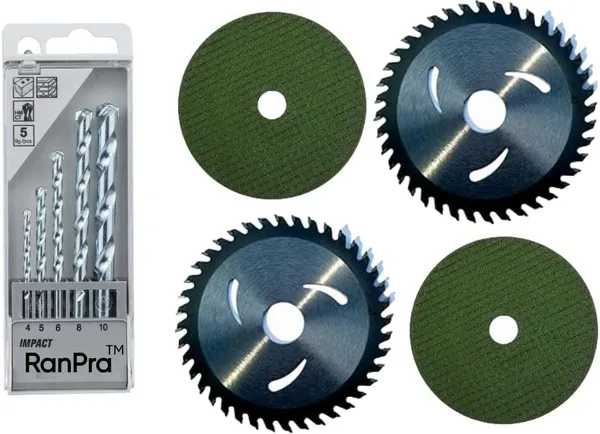 Combo_Of_New_Angle_Grinder_For_Multipe_Use_With_10Mm_Drill_Machine_And_4Useable_Blades_With_5Pcs_Of_Drill_Bits_With_High_Quality_Hammer_Drill_(10_Mm_Chuck_Size,_650_W)