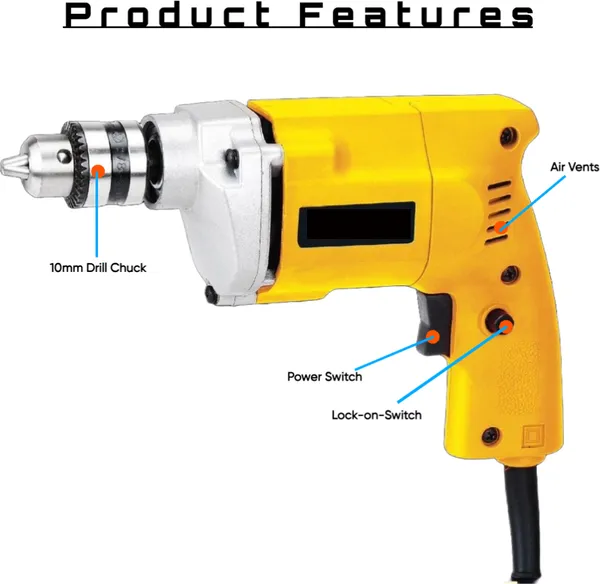Combo_Of_New_Angle_Grinder_For_Multipe_Use_With_10Mm_Drill_Machine_And_4Useable_Blades_With_5Pcs_Of_Drill_Bits_With_High_Quality_Hammer_Drill_(10_Mm_Chuck_Size,_650_W)