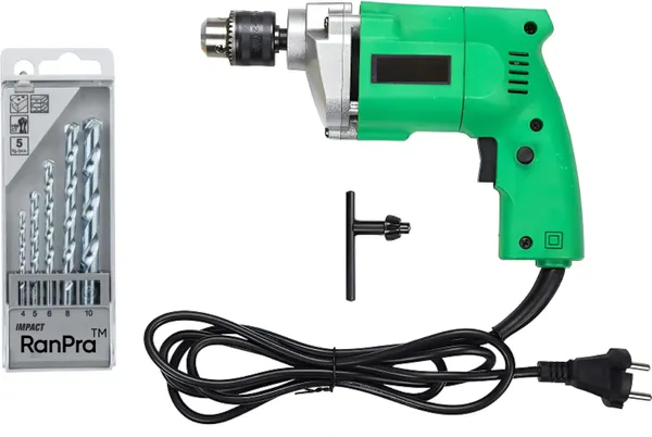 10_Mm_Drill_Machine_With_5_Pcs_Drill_Bit_Heavy_Duty_Pistol_Grip_Drill_(10_Mm_Chuck_Size)
