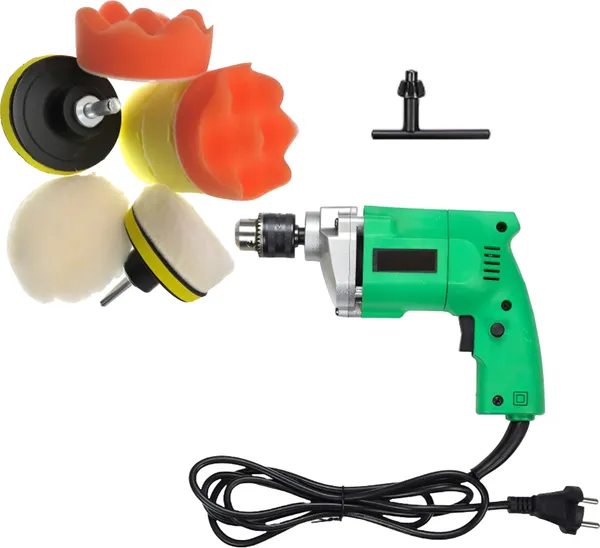 Combo_Of_10Mm_Drill_Machine_With_Polishing_Pad_(Pack_Of_7Pcs)_With_High_Quality_Hammer_Drill_(10_Mm_Chuck_Size,_450_W)
