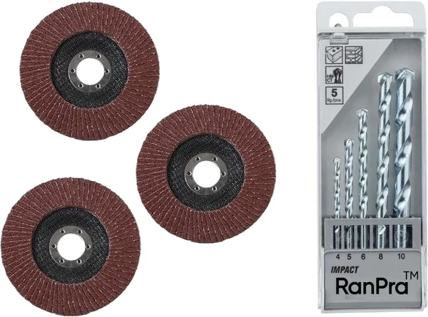 Combo_Of_10Mm_Drill_Machine_With_Angle_Grinder_And_5Pcs_Drill_Bits_With_3Pcs_Flap_Disc_Hammer_Drill_(10_Mm_Chuck_Size,_450_W)