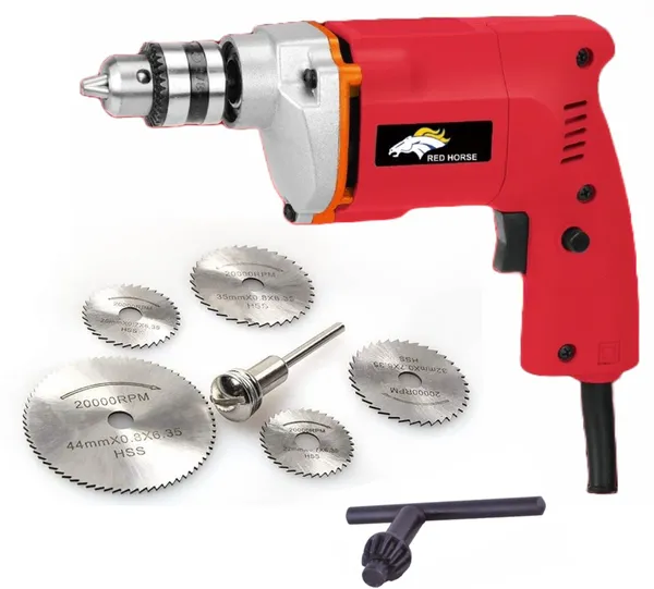 10Mm_Drill_Machine_366_With_Hss-6Pcs_Circular_Saw_Blades_Hammer_Drill_(10_Mm_Chuck_Size,_450_W)