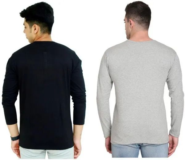 Pack_of_2_Black_&_Grey_Cotton_Blend_Colorblock_T-Shirt_For_Men