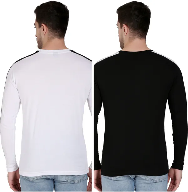 Pack_of_2_White_&_Black_Cotton_Blend_Solid_T-Shirt_For_Men