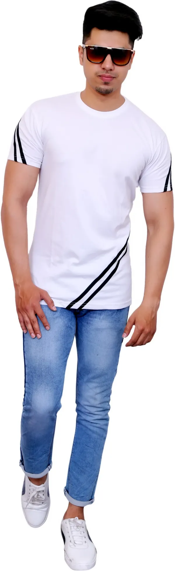 Pack_of_2_White_&_Black_Cotton_Blend_Striped_T-Shirt_For_Men