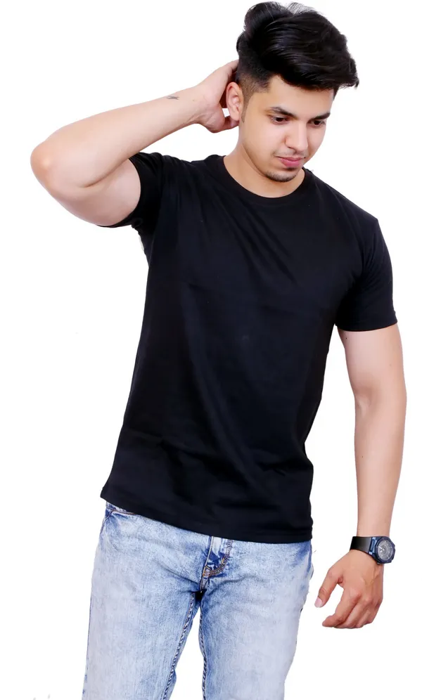 Pack_of_2_White_&_Black_Cotton_Blend_Solid_T-Shirt_For_Men