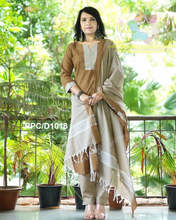 COPY_COLOR_SOUTH_COTTAN_HANDLOOM_KURTA_&_PANT_WITH_DUPATTA_SET