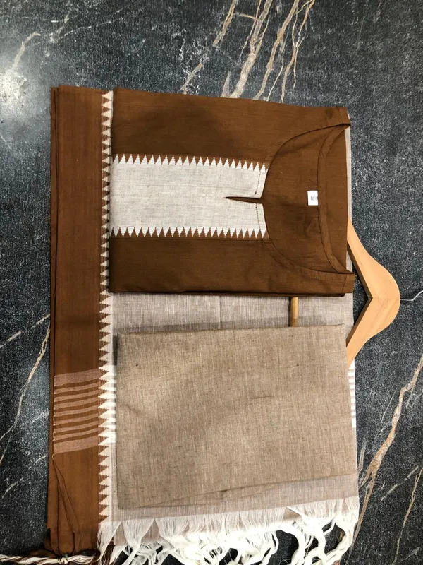 COPY_COLOR_SOUTH_COTTAN_HANDLOOM_KURTA_&_PANT_WITH_DUPATTA_SET