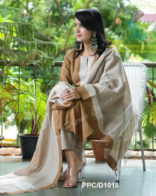 COPY_COLOR_SOUTH_COTTAN_HANDLOOM_KURTA_&_PANT_WITH_DUPATTA_SET