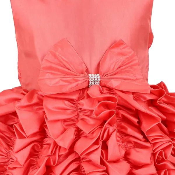 Coral_Polysilk_Solid_Round_Neck_Dress_For_Girls