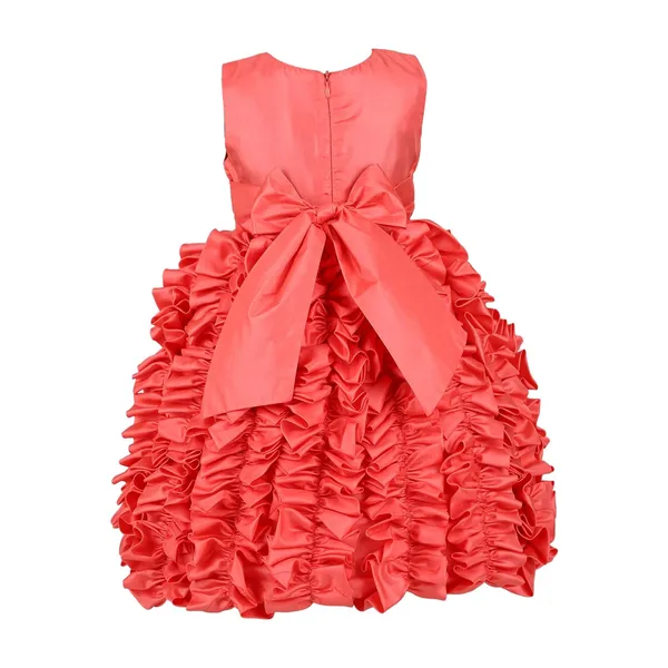 Coral_Polysilk_Solid_Round_Neck_Dress_For_Girls