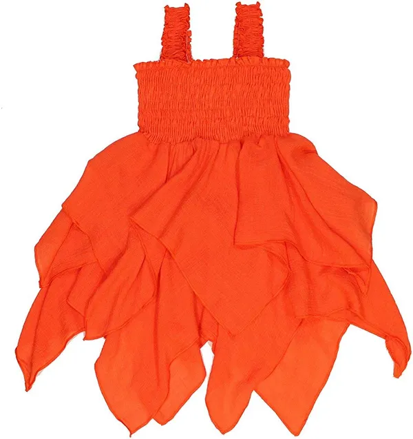 Orange_Cotton_Blend_Solid_Square_Neck_Tutu_Dress_For_Girls