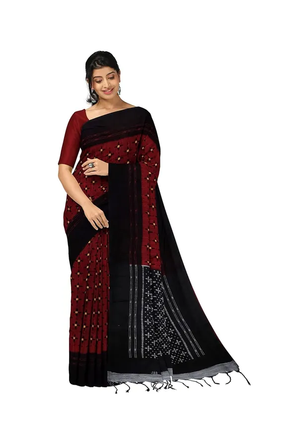 Red_Sambalpuri_Ikat_Cotton_Saree