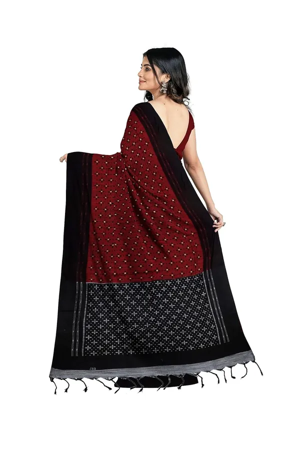 Red_Sambalpuri_Ikat_Cotton_Saree