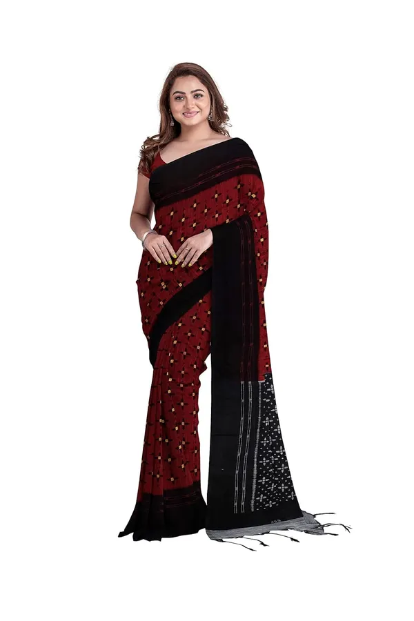 Red_Sambalpuri_Ikat_Cotton_Saree