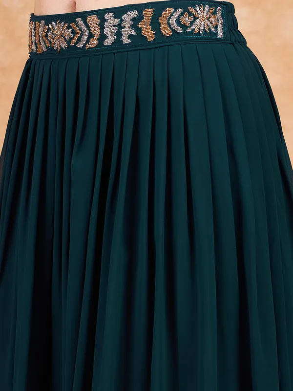 Teal_Georgette_Sequence_Embroidered_Flared_Readymade_Lehenga_Choli_With_Dupatta