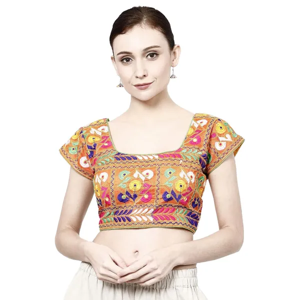 Orange_Premium_Cotton_Back_Button_Saree_Blouse_For_Women_&_Girls