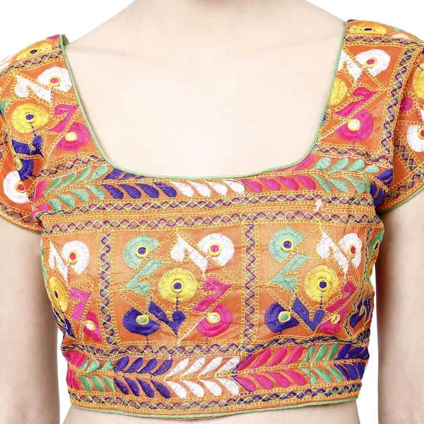 Orange_Premium_Cotton_Back_Button_Saree_Blouse_For_Women_&_Girls