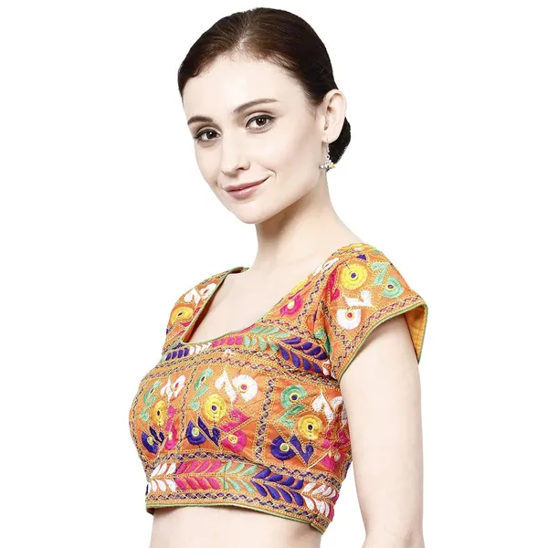 Orange_Premium_Cotton_Back_Button_Saree_Blouse_For_Women_&_Girls