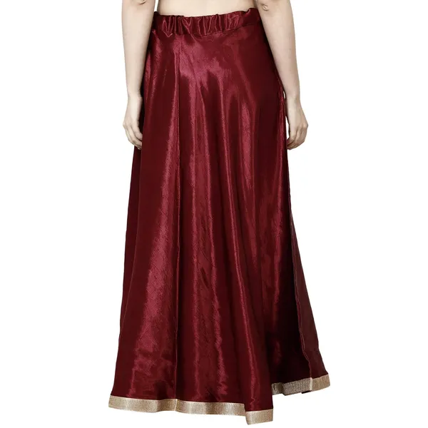 Maroon_Premium_Silk_Full_Skirt_For_Women_&_Girls