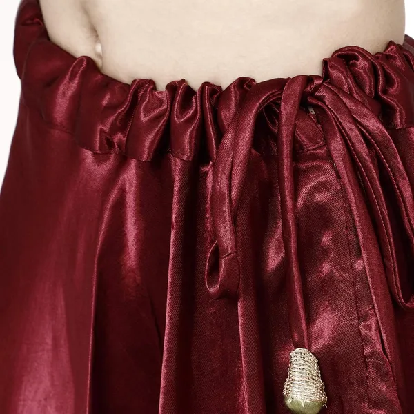 Maroon_Premium_Silk_Full_Skirt_For_Women_&_Girls