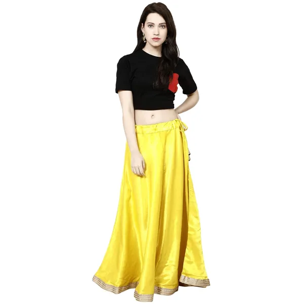 Yellow_Premium_Silk_Full_Skirt_For_Women_&_Girls